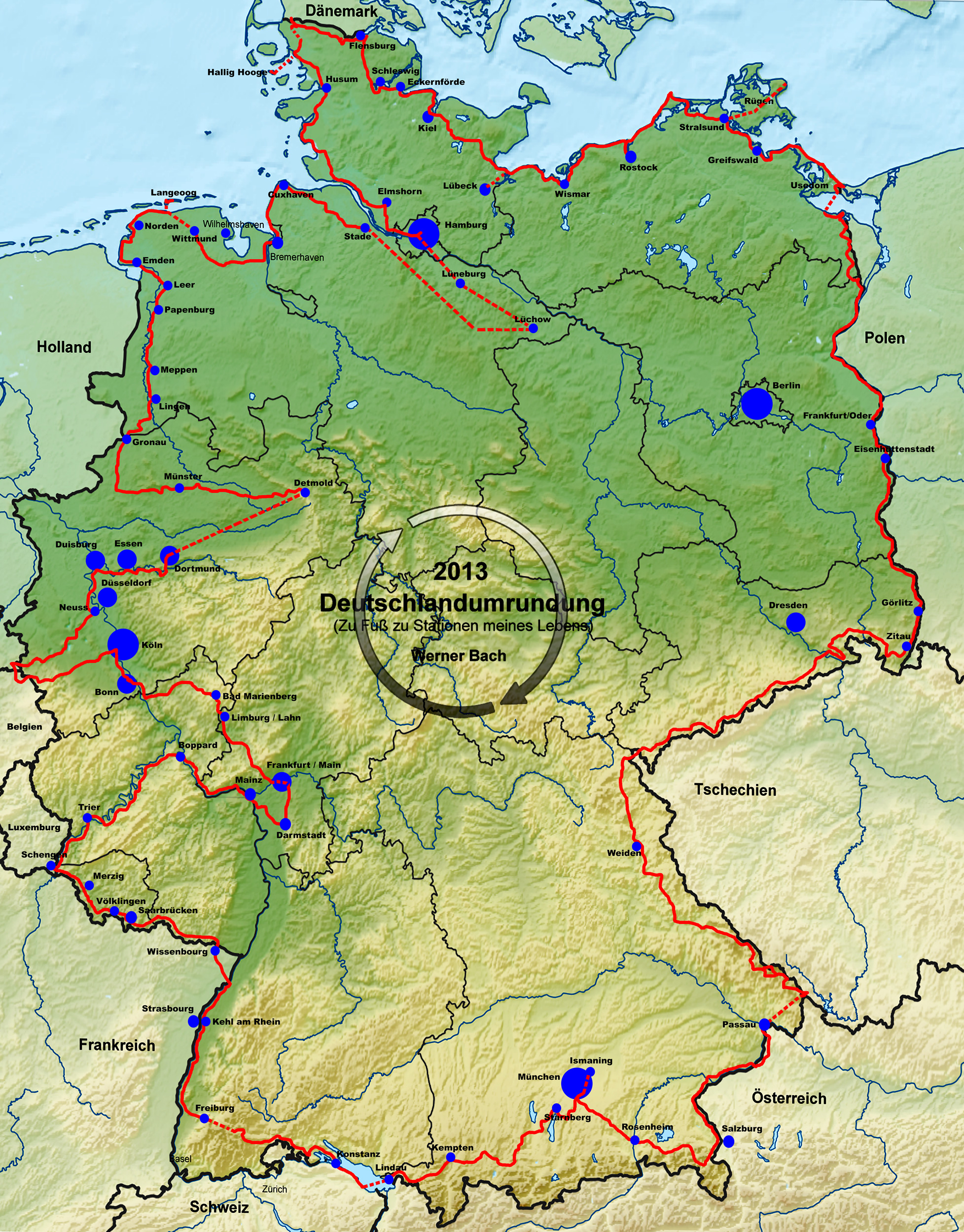 Karte meiner Deutschlandumrundung